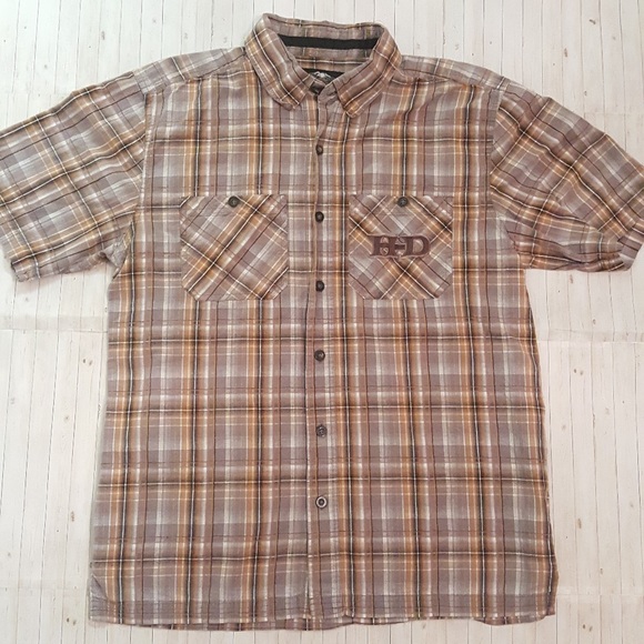 HARLEY-DAVIDSON | Men's Spellout Plaid Button Down - Picture 1 of 8